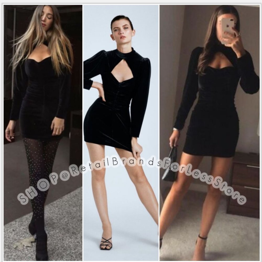 ZARA BLACK VELVET MINI DRESS $89.90